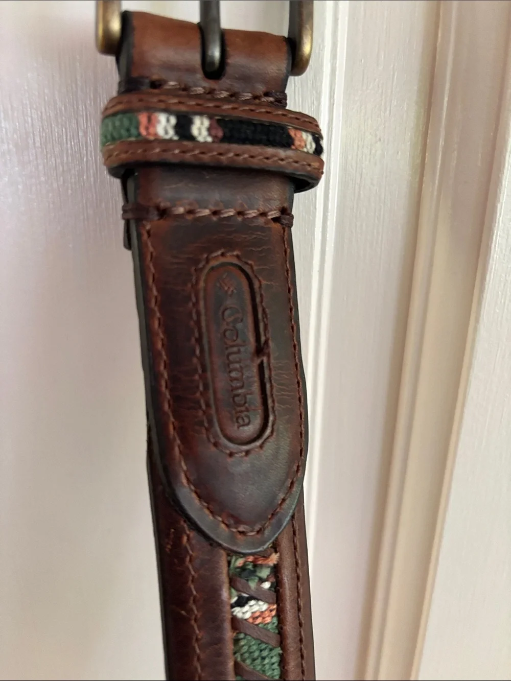 Columbia Sportswear Company Brown Decorative Leather Belt Sz 38/95